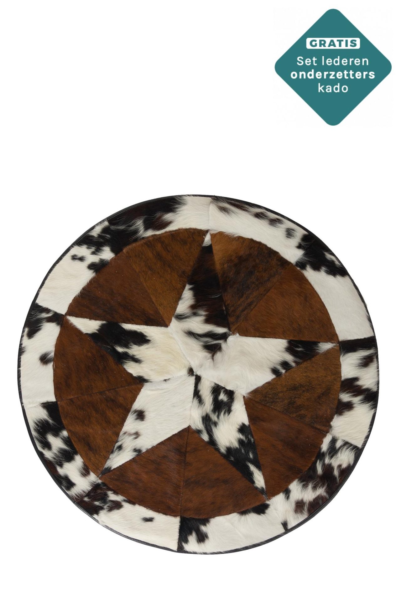 Patchwork Kuhfell Teppich natürlich 100 cm