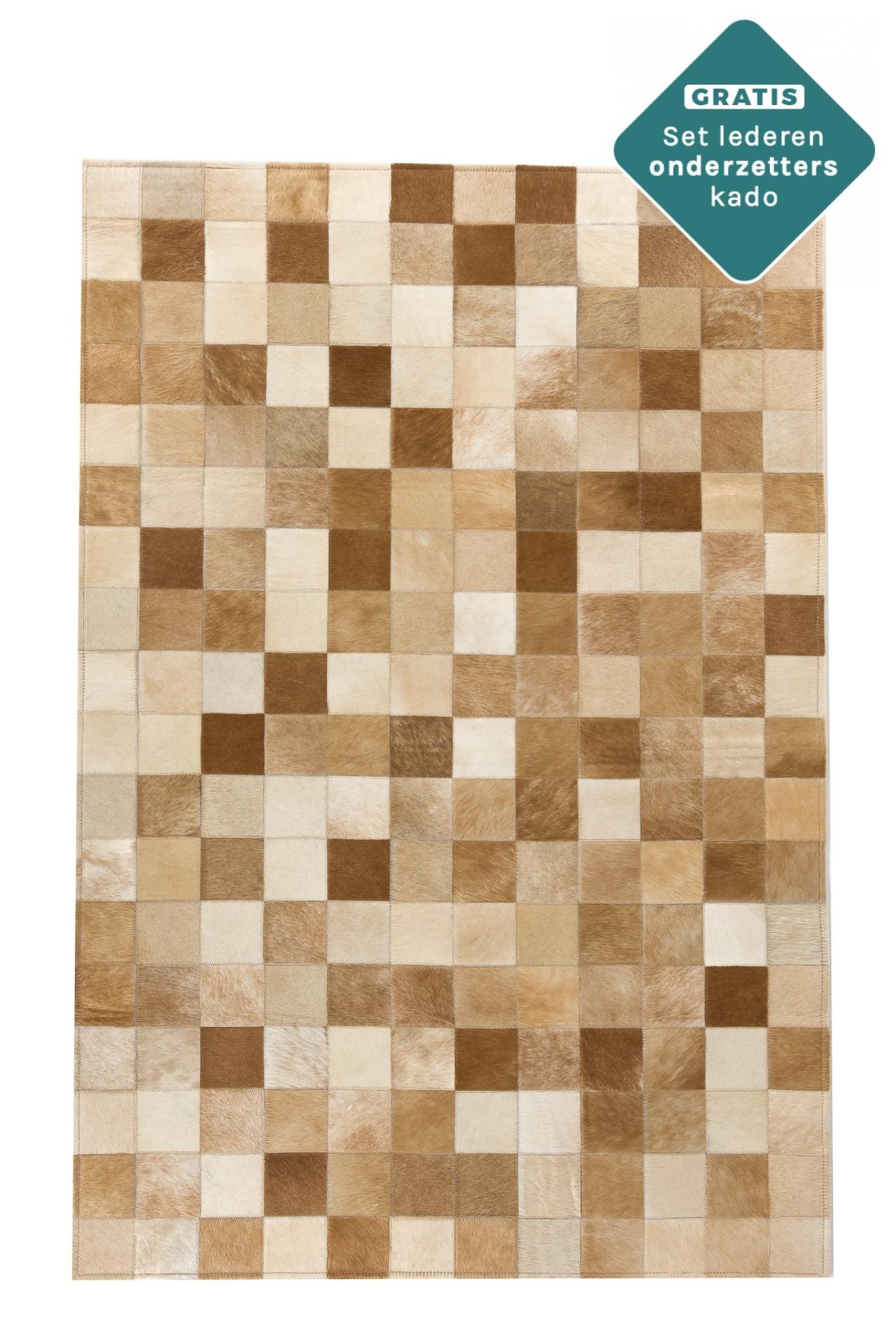 Patchwork Kuhfell Teppich natürlich 180x120 cm