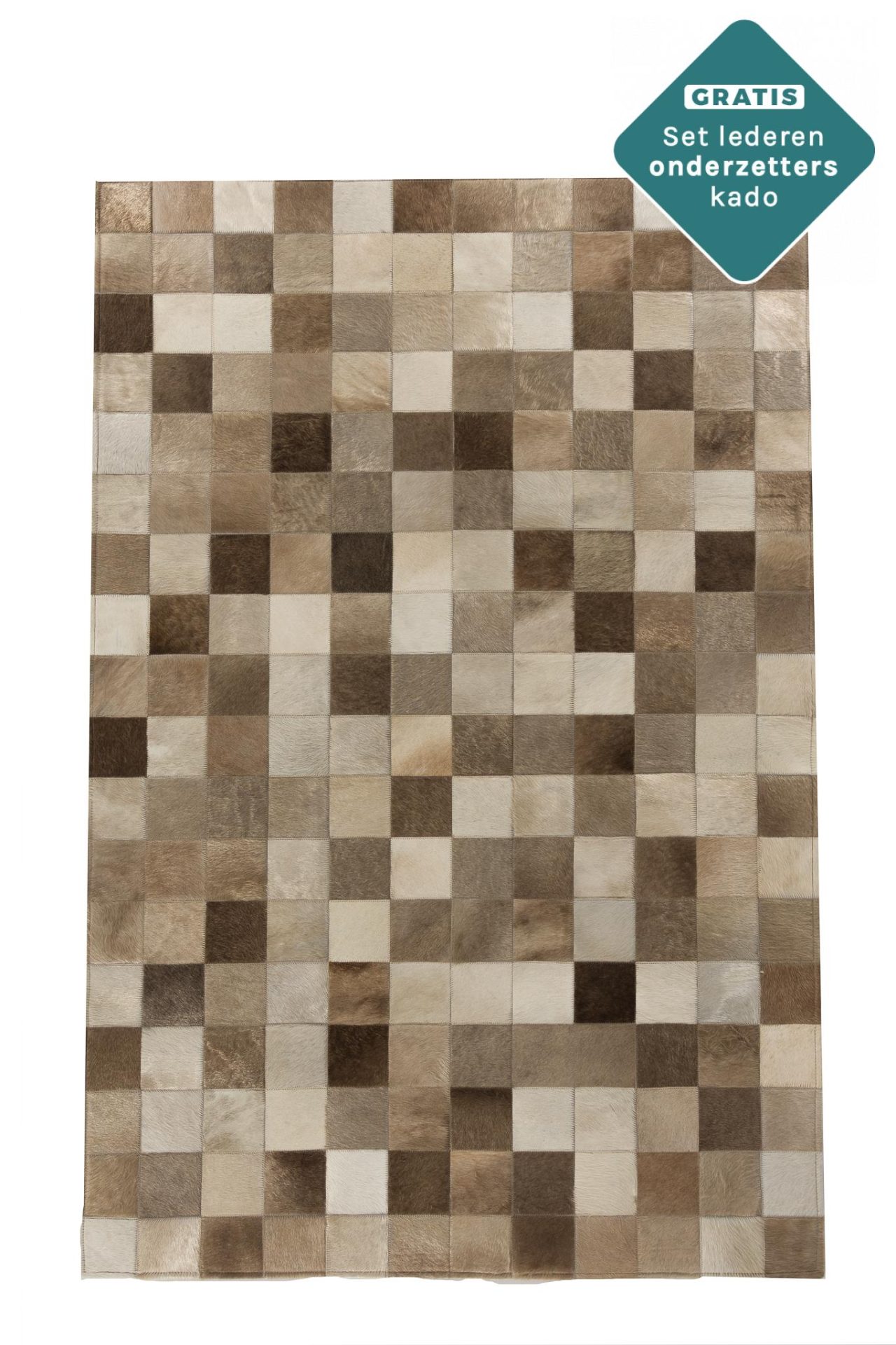 Patchwork Kuhfell Teppich natürlich 180x120 cm