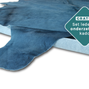 Designer Kuhfell Teppich blau 200x180 cm