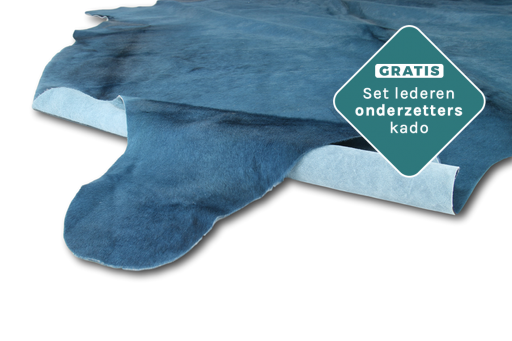 Designer Kuhfell Teppich blau 200x180 cm