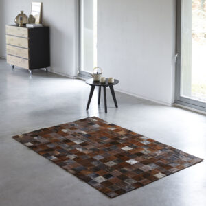 Patchwork Kuhfell Teppich exotisch dunkel 180x120 cm