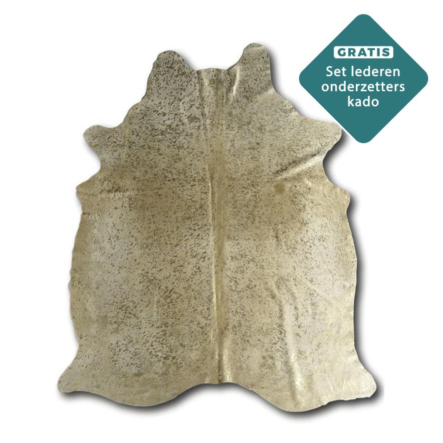 Gefärbtes Kuhfell gold 200x180 cm Detailansicht