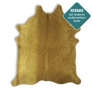 Gefärbtes Kuhfell ockergelb 220x200 cm Detailansicht