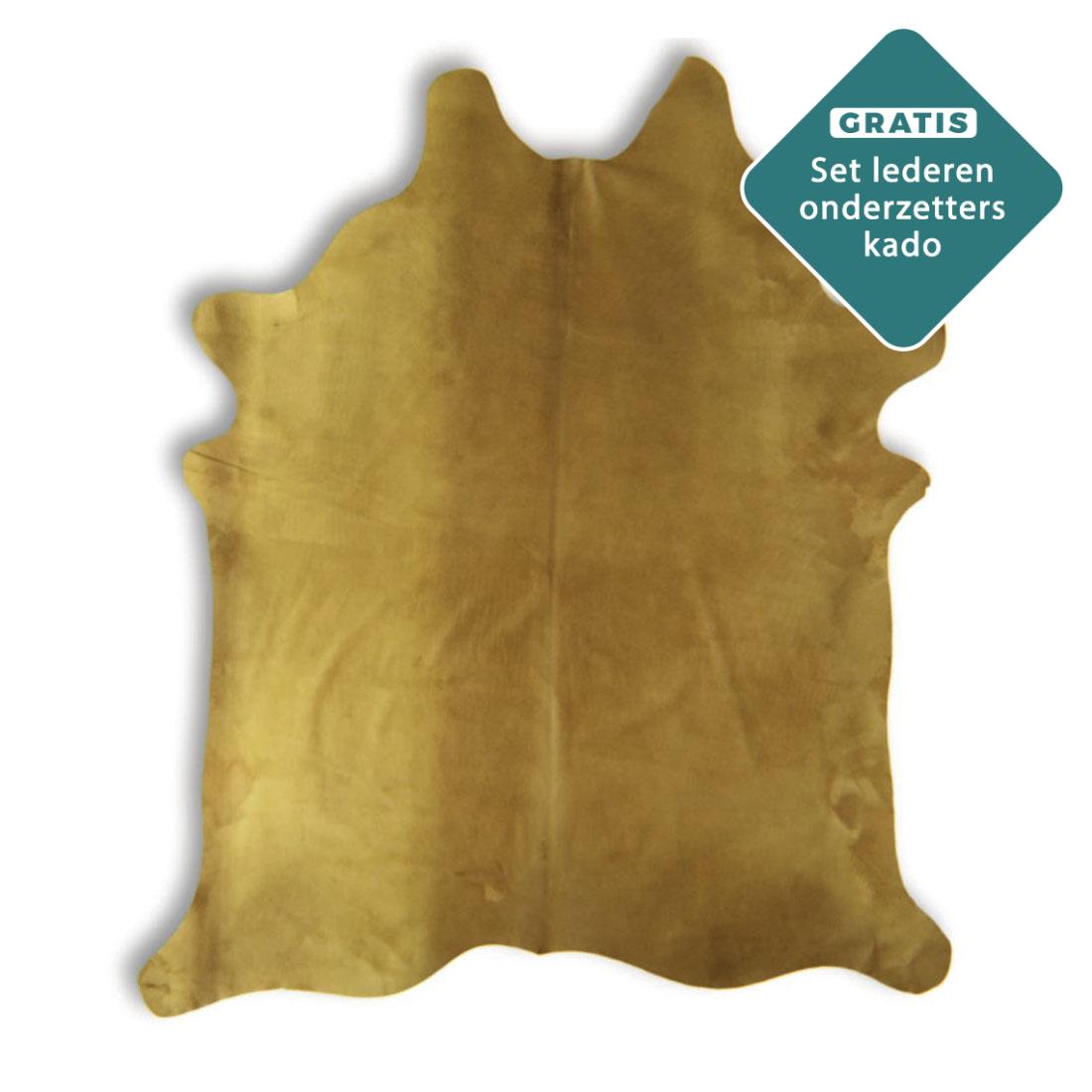 Gefärbtes Kuhfell ockergelb 220x200 cm Detailansicht