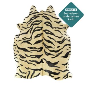Echtes Kuhfell mit Tigerdruck 200x180 cm Detailansicht