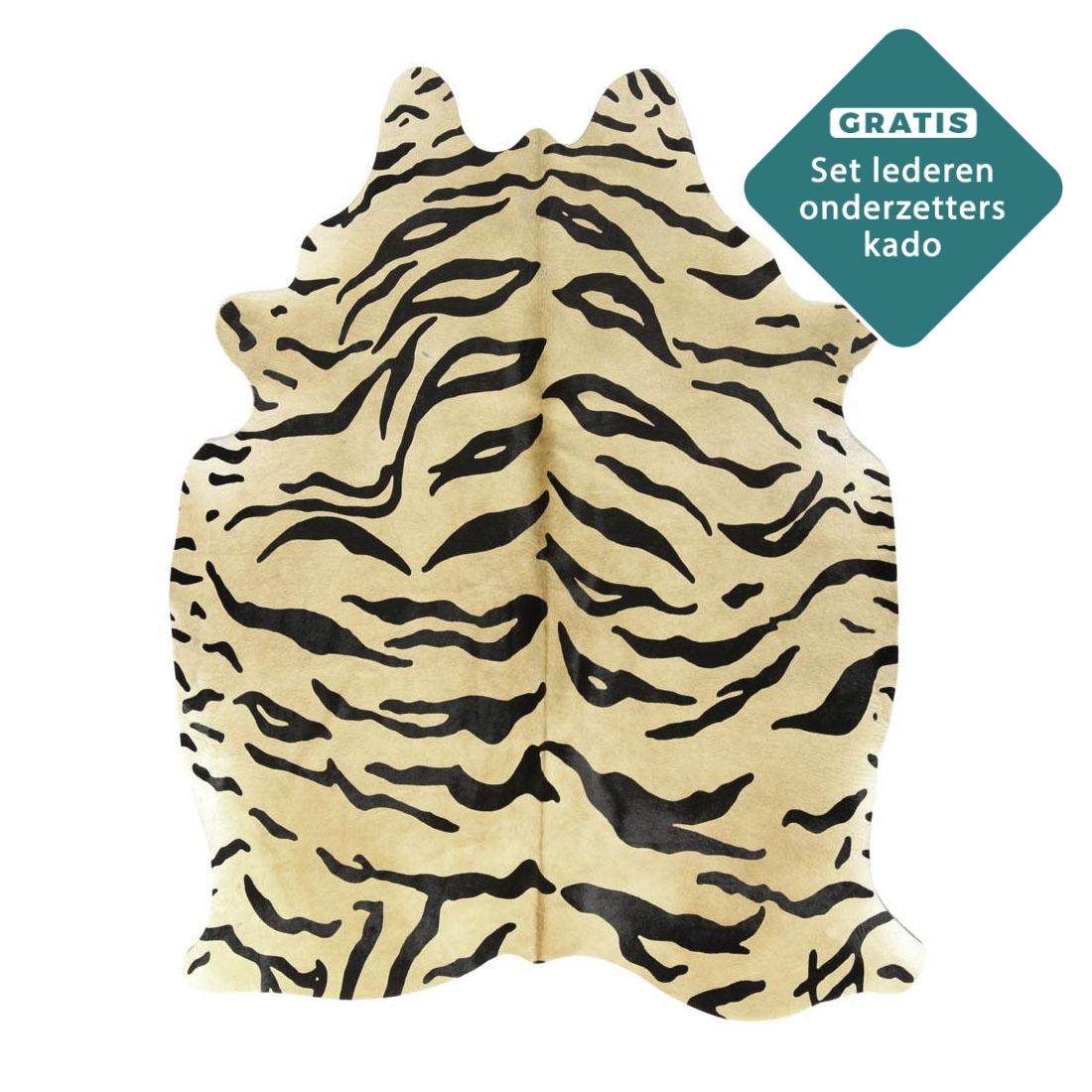 Echtes Kuhfell mit Tigerdruck 200x180 cm Detailansicht