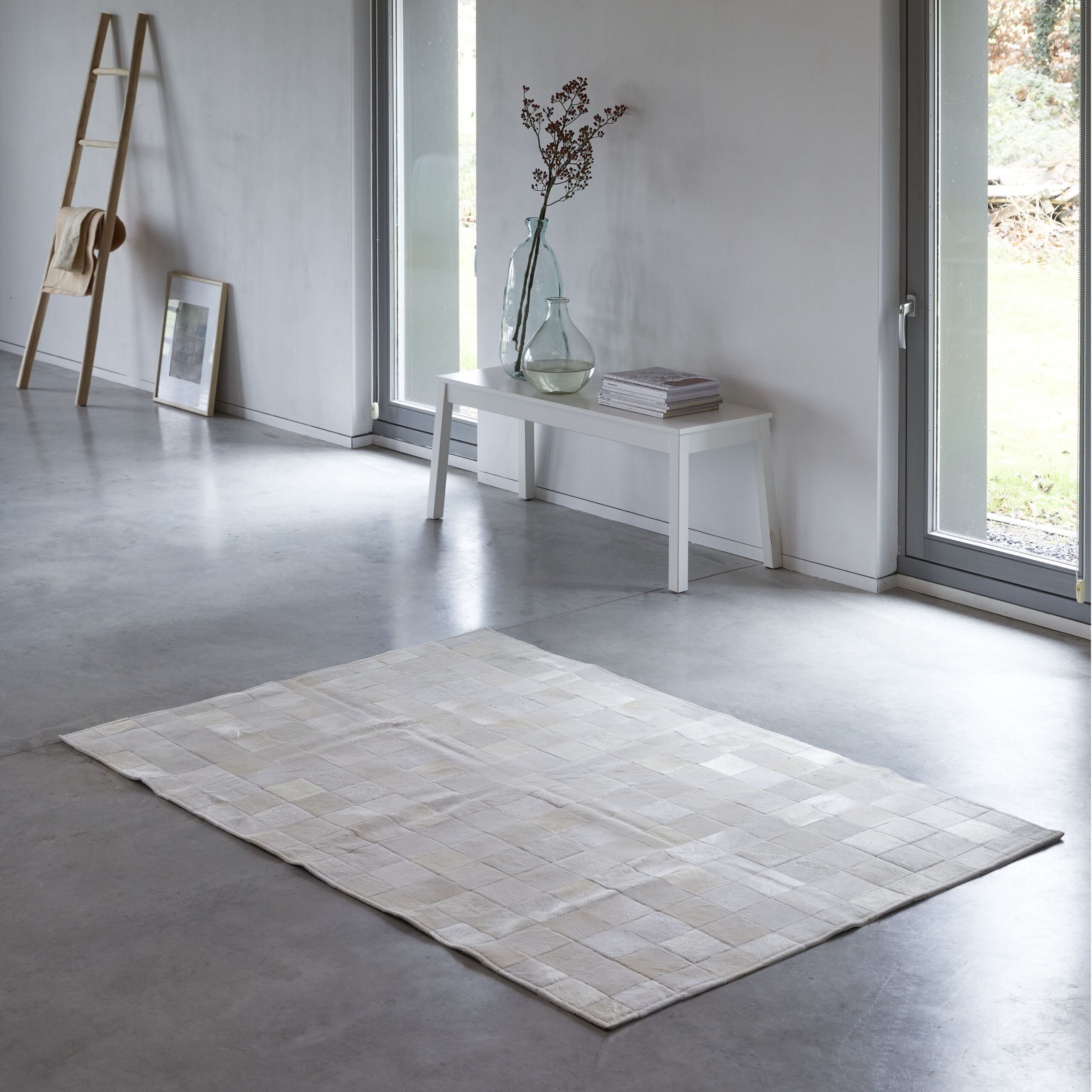 Patchwork Kuhfell Teppich weiss 180x120 cm