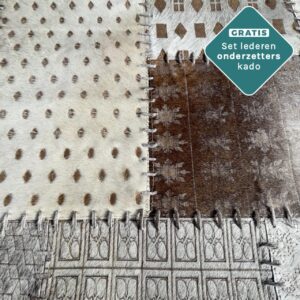 Kuhfell Patchwork taupe 180x120 cm Rückseite Verarbeitung