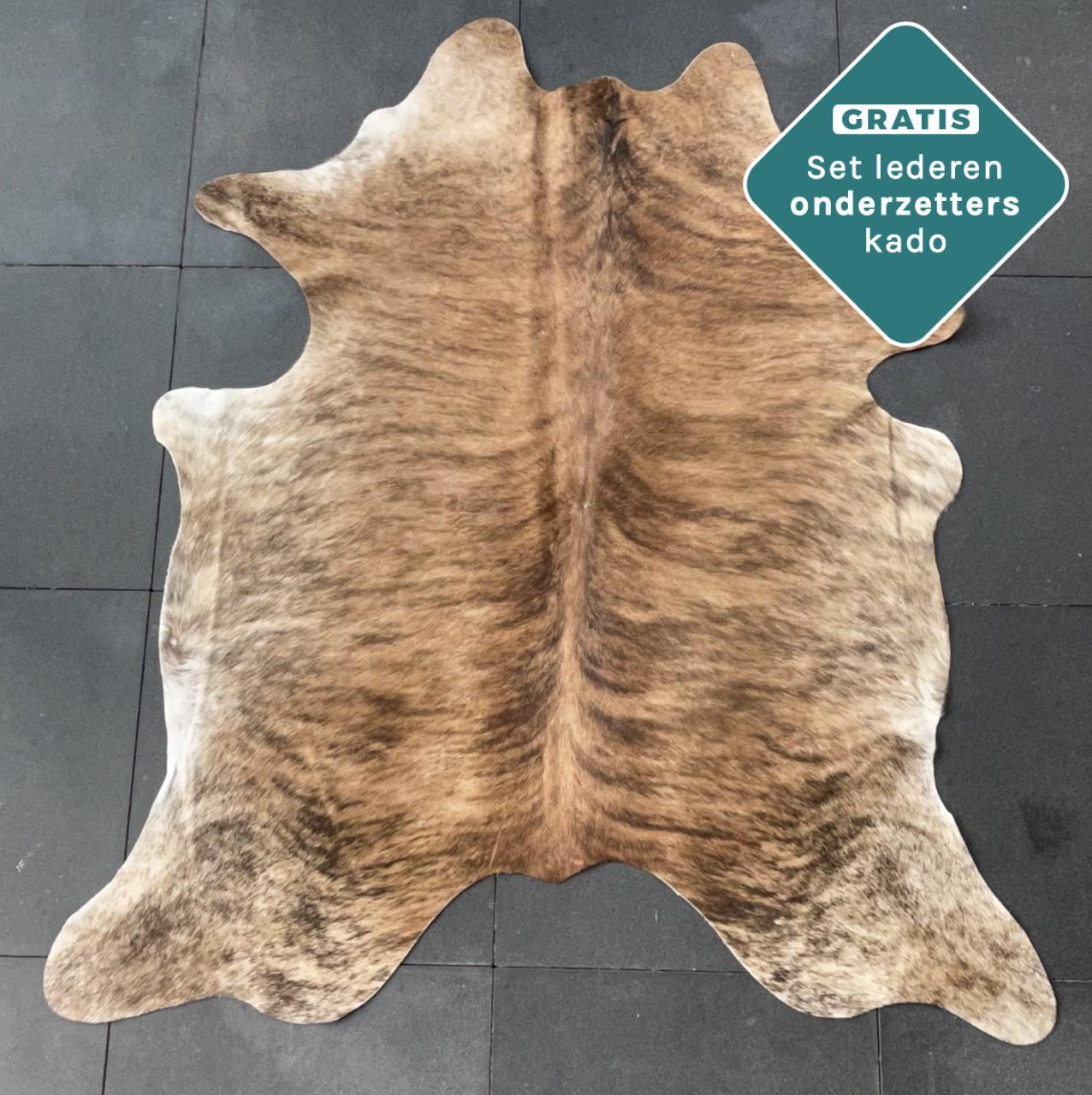 Echtes Kuhfell braun gestreift 180x140 cm Klein - Natürliches Rinderfell