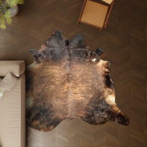 Kuhfell warmbraun 220x200 cm als Wohnzimmer Teppich