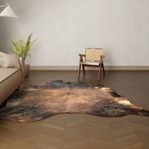 Natürliches Rinderfell warmbraun 220x200 cm Nahaufnahme Fell-Muster