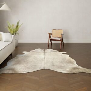 Natürliches Rinderfell taupe 220x200 cm Nahaufnahme Fell-Muster