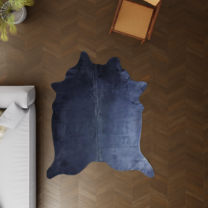 Kuhfell blau 200x180 cm als Wohnzimmer Dekoration