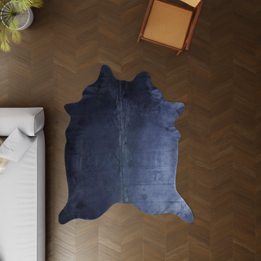 Kuhfell blau 200x180 cm als Wohnzimmer Dekoration