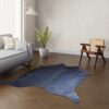 Kuhfell Teppich blau 200x180 cm - Gefärbtes Rinderfell