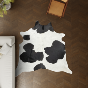 Kuhfell schwarz-weiss gefleckt 220x200 cm als Wohnzimmer Teppich