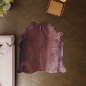 Designer Kuhfell Teppich bordeauxrot 200x180 cm