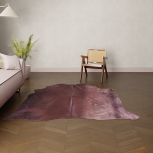 Echtes Rinderfell gefärbt bordeauxrot Nahaufnahme Textur