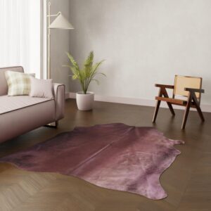 Kuhfell Teppich bordeauxrot 200x180 cm - Gefärbtes Rinderfell