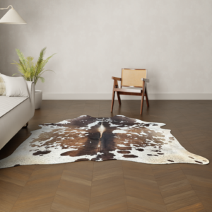 Natürliches Rinderfell braun gefleckt 220x200 cm Nahaufnahme Fell-Muster