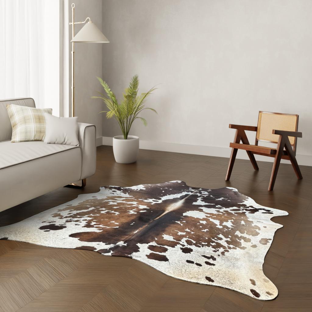 Echtes Kuhfell braun gefleckt 220x200 cm - Natürliches Rinderfell