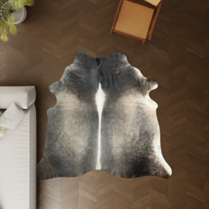 Kuhfell dunkelbraun grau 220x200 cm als Wohnzimmer Teppich