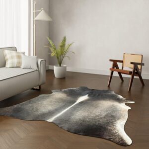 Echtes Kuhfell dunkelbraun grau 220x200 cm - Natürliches Rinderfell