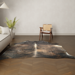 Natürliches Rinderfell dunkelbraun 200x180 cm Nahaufnahme Fell-Muster