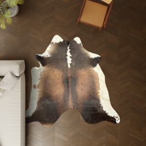 Kuhfell dunkelbraun 220x200 cm XL groß als Wohnzimmer Teppich