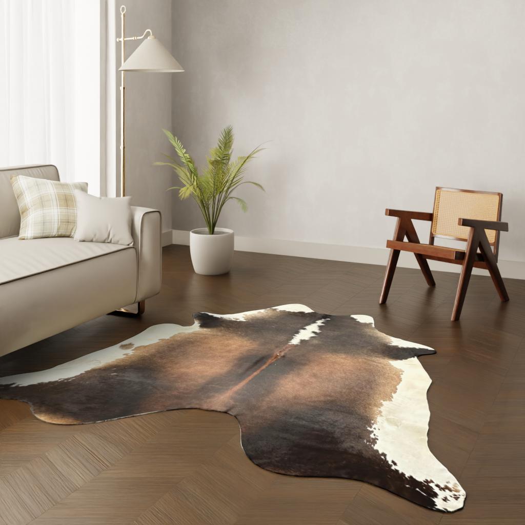 Echtes Kuhfell dunkelbraun 220x200 cm XL groß - Natürliches Rinderfell
