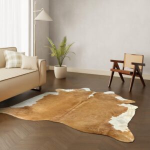 Echtes Kuhfell weiss-braun 220x200 cm XL groß - Natürliches Rinderfell