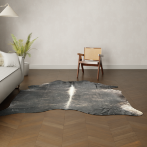 Natürliches Rinderfell dunkelbraun 210x200 cm Nahaufnahme Fell-Muster