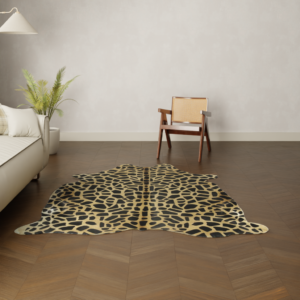 Kuhfell Giraffendruck 200x180 cm als Wohnzimmer Teppich