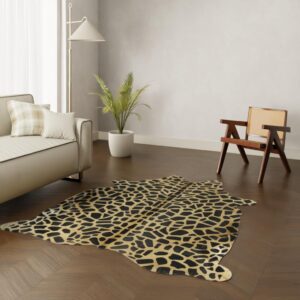 Kuhfell Teppich Giraffendruck 200x180 cm - Bedrucktes Rinderfell