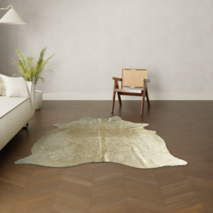 Gefärbtes Kuhfell gold Rückseite Verarbeitung