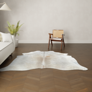 Natürliches Rinderfell taupe grau 210x200 cm Nahaufnahme Fell-Muster