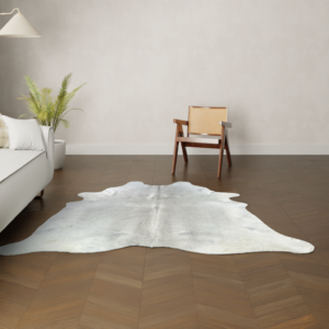 Natürliches Rinderfell grau 210x190 cm Nahaufnahme Fell-Muster