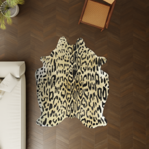 Echtes Rinderfell Jaguardruck natürliche Form 200x180 cm
