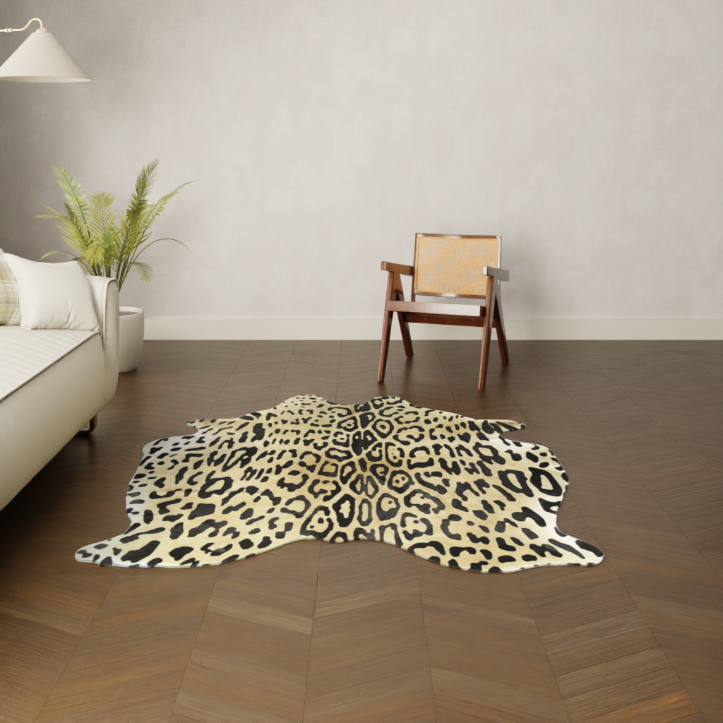 Jaguardruck Kuhfell Teppich 200x180 cm hochwertig