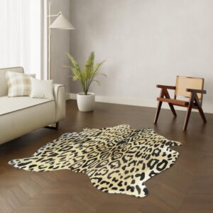 Kuhfell Teppich Jaguardruck 200x180 cm - Bedrucktes Rinderfell