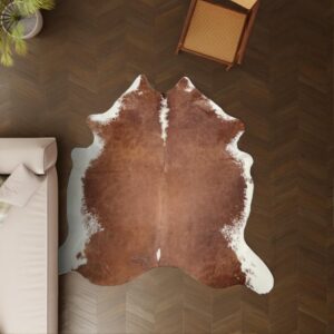Kuhfell rotbraun bunt 220x200 cm als Wohnzimmer Teppich