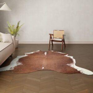 Natürliches Rinderfell rotbraun bunt 220x200 cm Nahaufnahme Fell-Muster