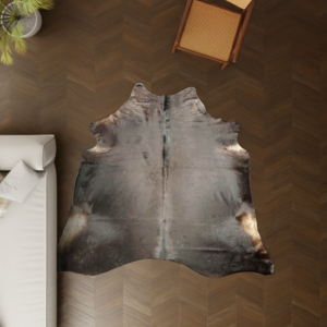 Kuhfell dunkelbraun 230x200 cm als Wohnzimmer Teppich