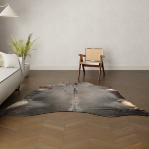 Natürliches Rinderfell dunkelbraun 230x200 cm Nahaufnahme Fell-Muster