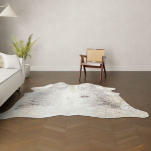 Natürliches Rinderfell creme braun 220x200 cm Nahaufnahme Fell-Muster