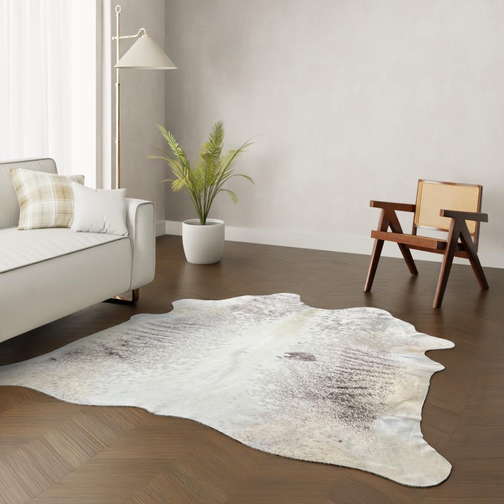 Echtes Kuhfell creme braun 220x200 cm XL groß - Natürliches Rinderfell