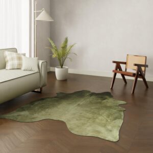 Echtes Kuhfell olivgrün 200x180 cm - Natürliches Rinderfell