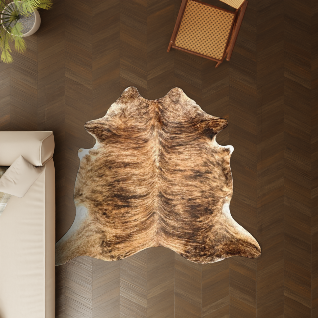 Kuhfell gestreift braun 220x200 cm XL groß als Wohnzimmer Teppich