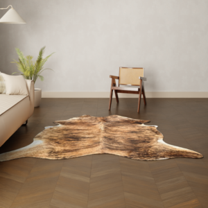 Natürliches Rinderfell gestreift braun 220x200 cm Nahaufnahme Fell-Muster